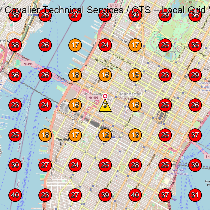 Cavalier Technical Services / CTS GeoGrid visibility map for Computer Repair Service in New York